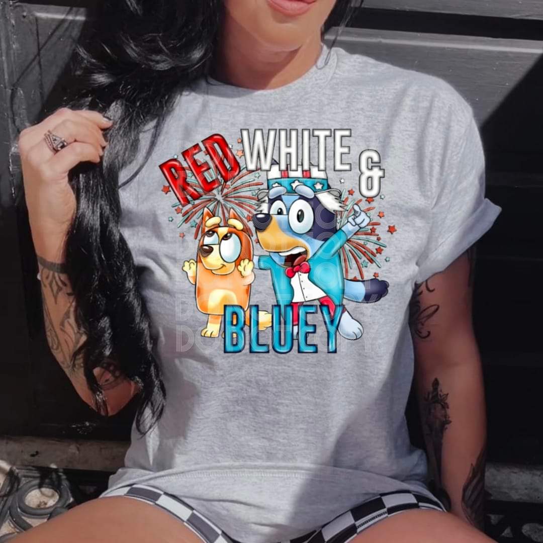 Red white and blue dog - DTF TRANSFER (SSDD)
