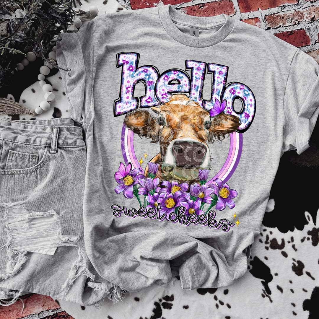 Hello sweet cheeks cow - DTF TRANSFER (SSDD)