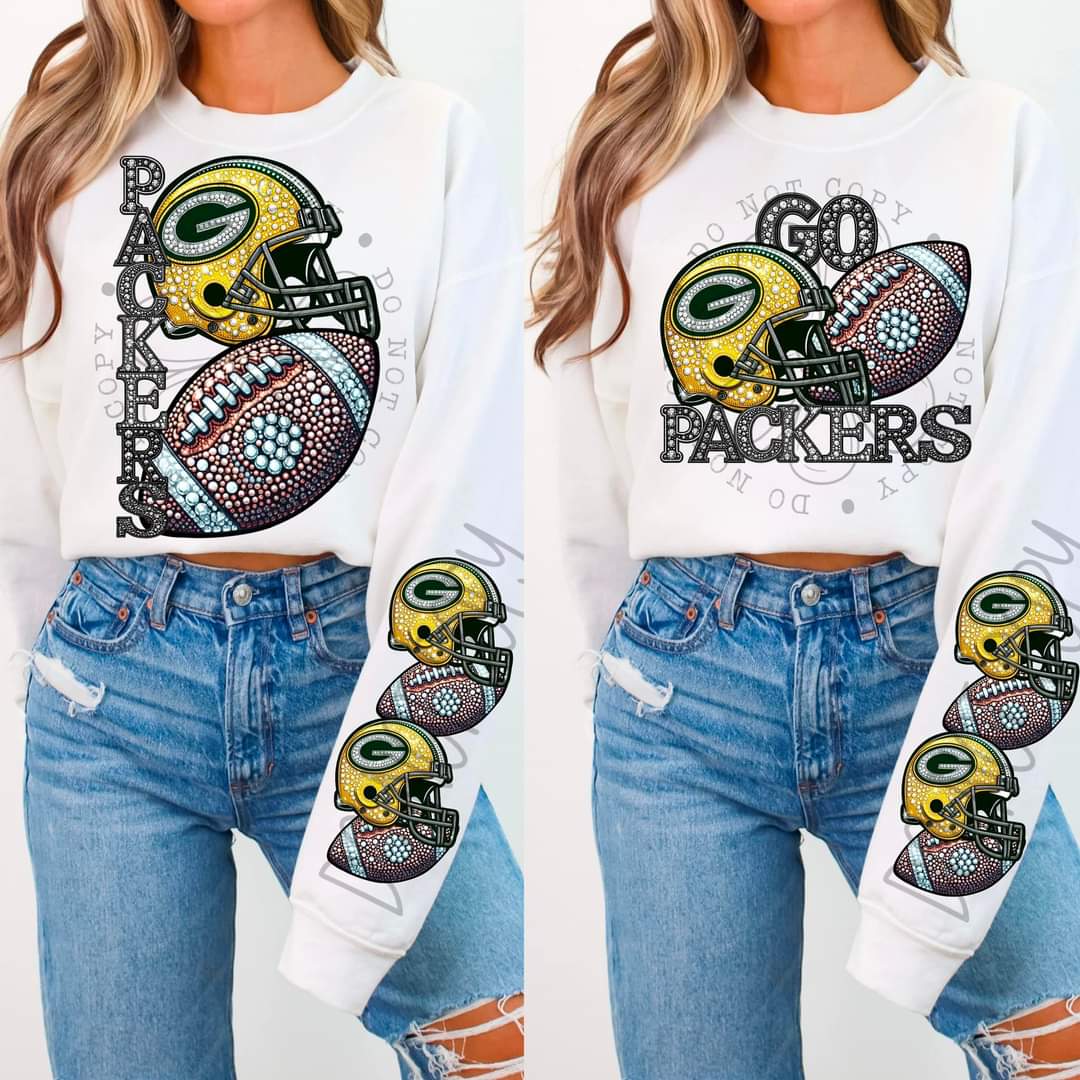 Packers - DTF TRANSFER - Sports Football Faux Rhinestone drop (FDC)