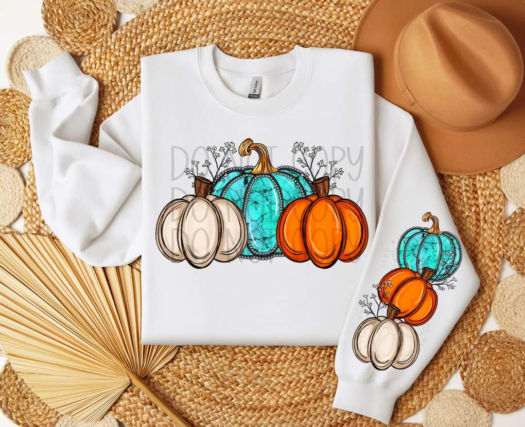 Custom personalized fall pumpkin with or without sleeves - DTF transfer