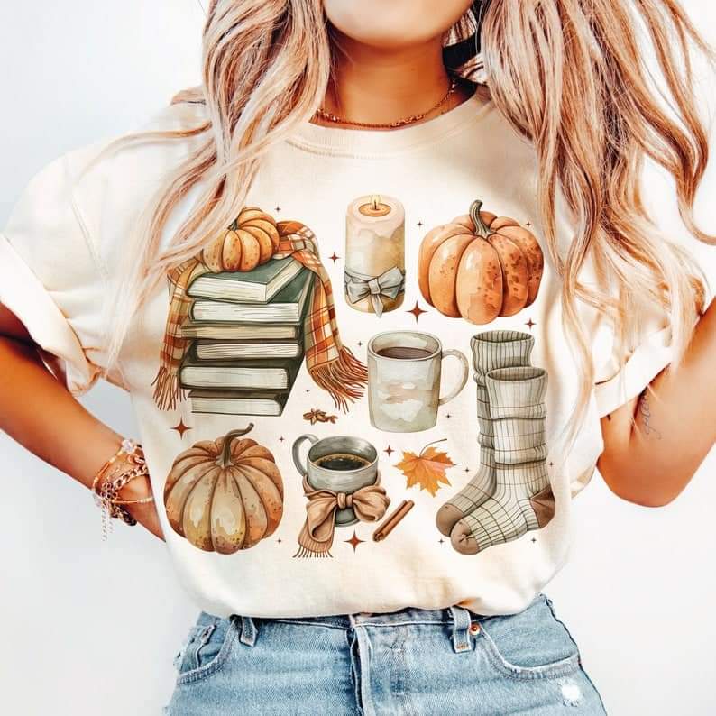 Fall watercolor collage - DTF TRANSFER (ULF)
