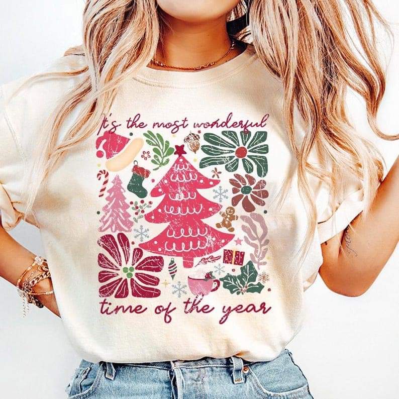 Retro flowers Christmas tree - DTF TRANSFER