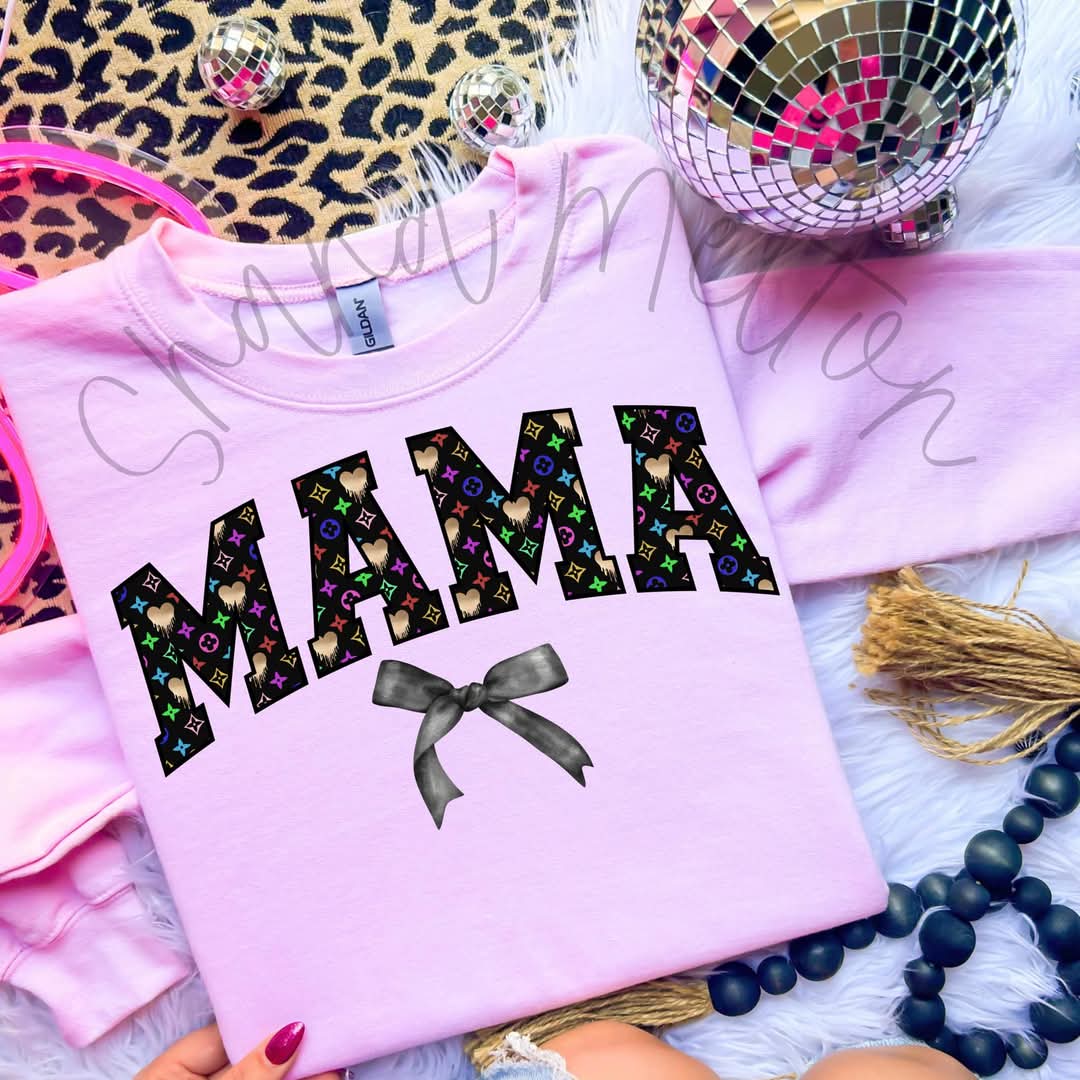 Mama bow designer black - DTF TRANSFER