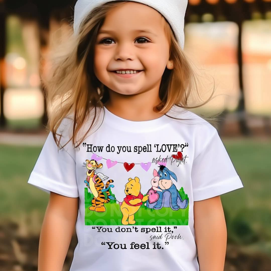 How do you spell love honeybear - DTF TRANSFER (Kids Valentine Collab DDV/PHDC/CST)