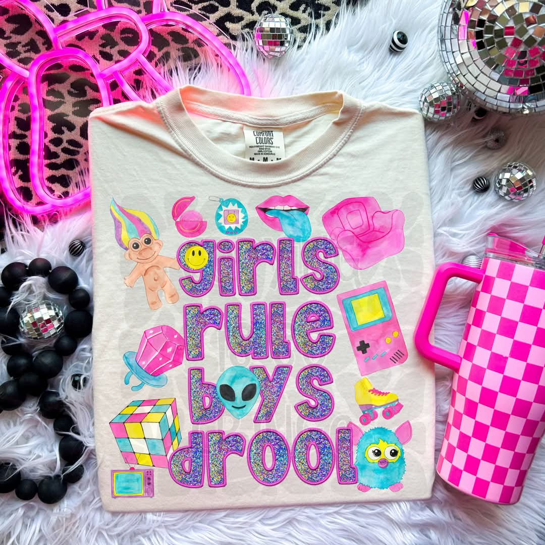 Girls rule boys drool - DTF TRANSFER (WFD)
