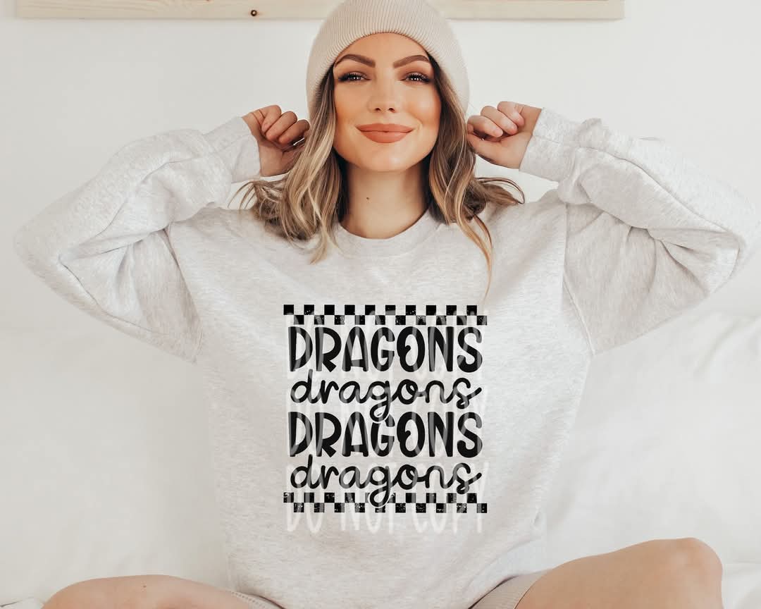 Dragons (black checkered) - DTF TRANSFER (PHDC J24)