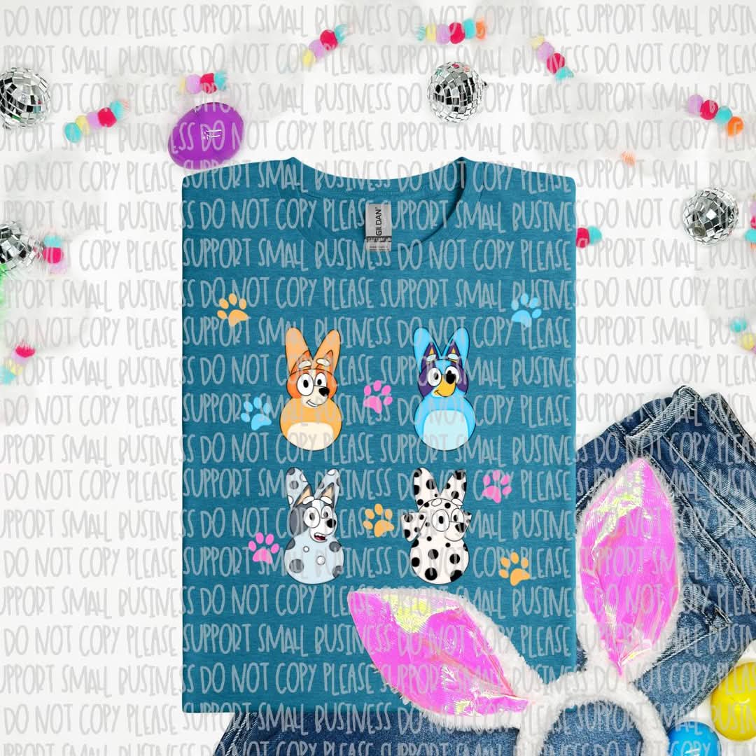 Dogs bunny grid - DTF TRANSFER (T EASTER COLLAB BUNDLE)