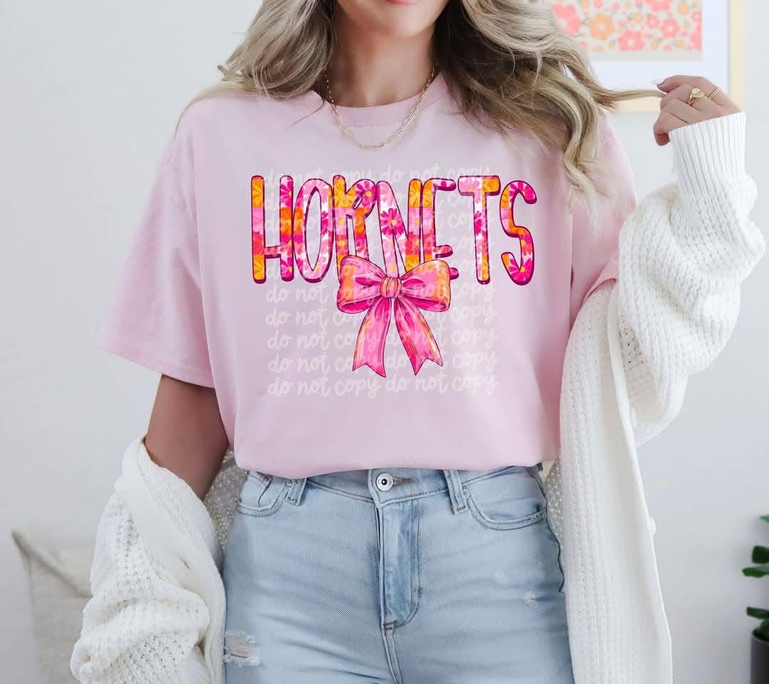 HORNETS floral bow coquette - DTF TRANSFER (PHDC MR25)