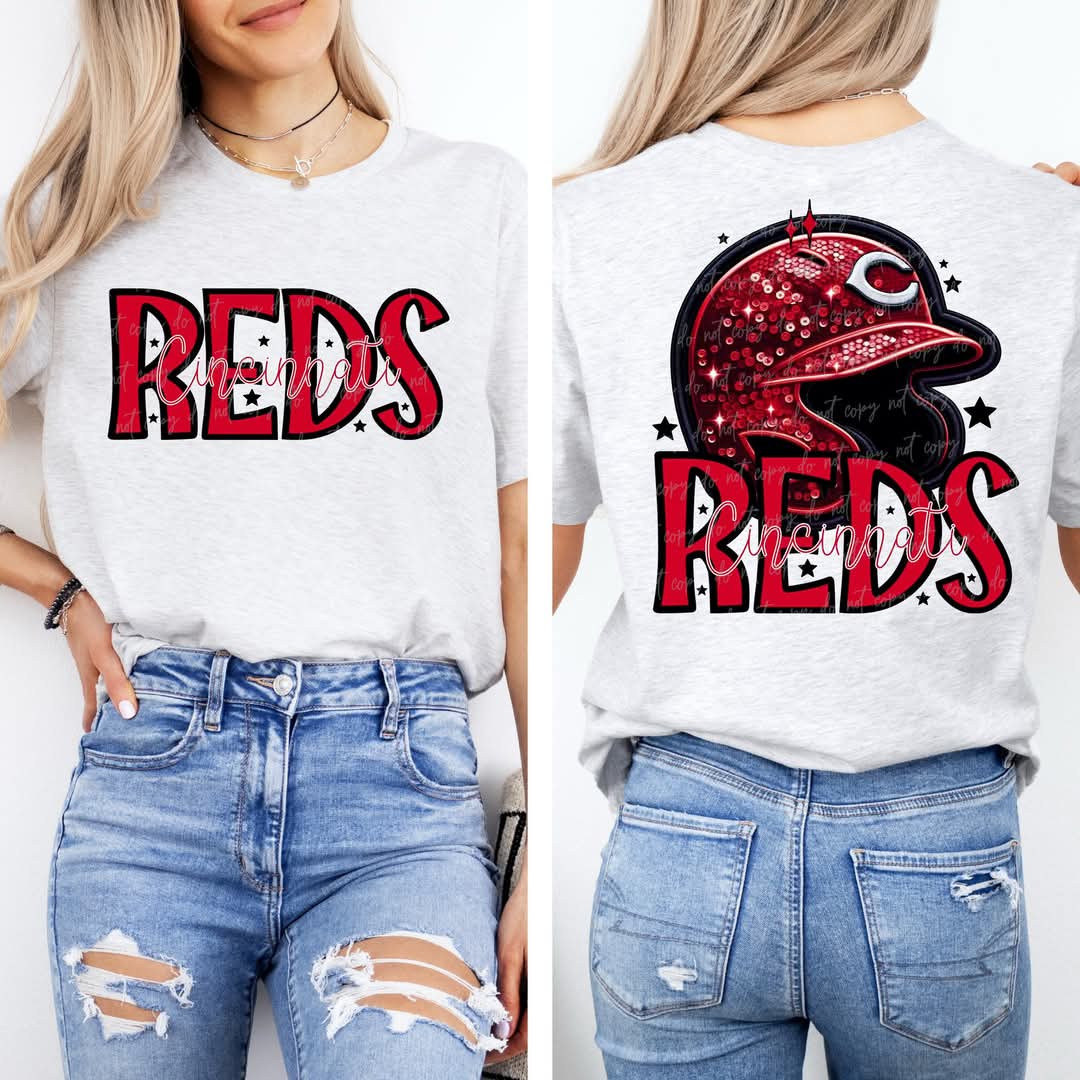 Reds baseball Faux Sequin - DTF TRANSFER (VDS MR25)