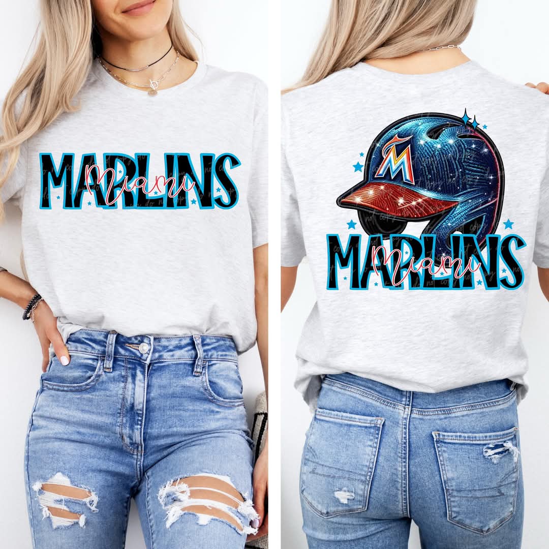 Marlins baseball Faux Sequin - DTF TRANSFER (VDS MR25)