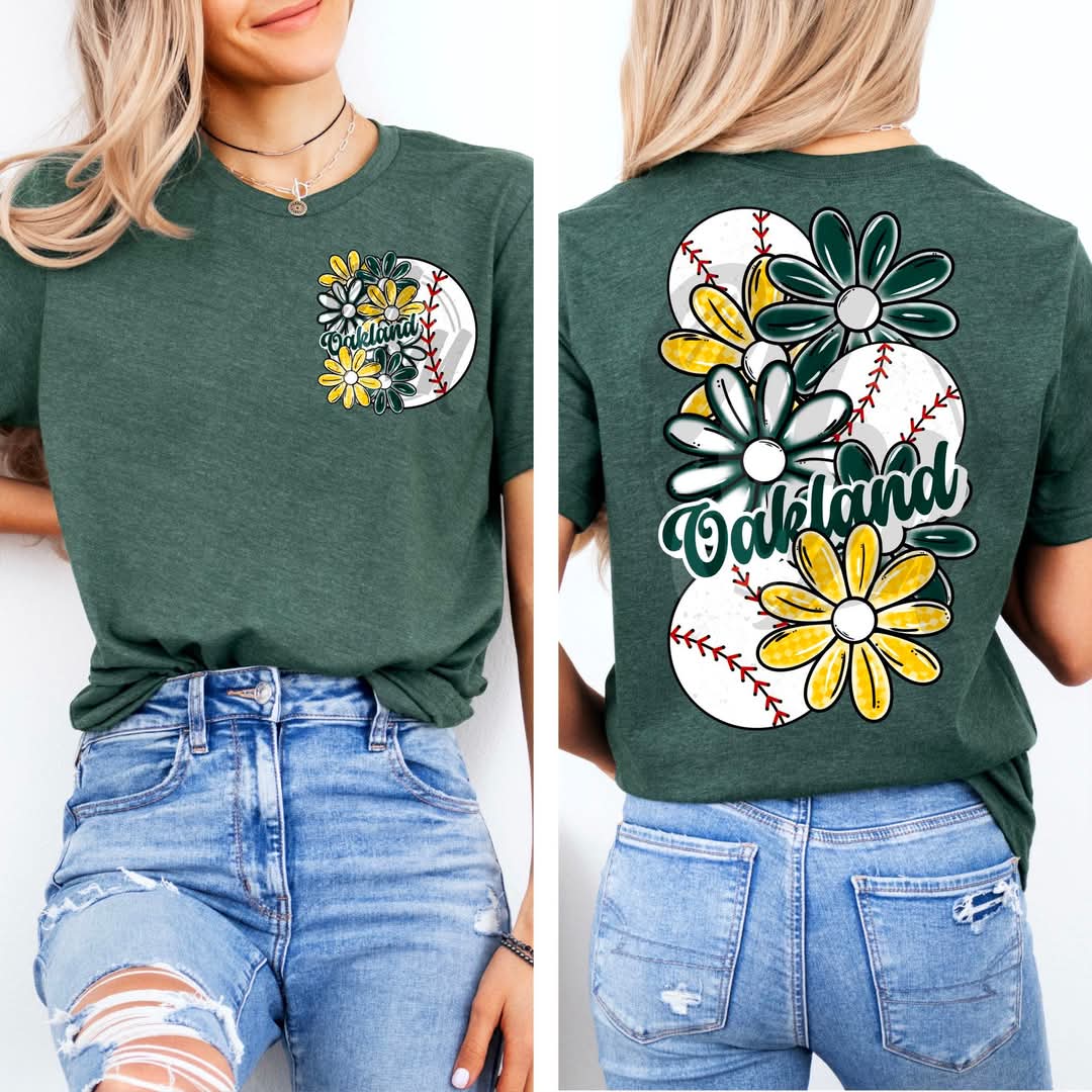 Oakland - DTF TRANSFER (MMD A25 baseball floral)