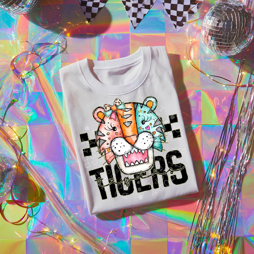 TIGERS girly bow mascot - DTF TRANSFER (CST JUN25)