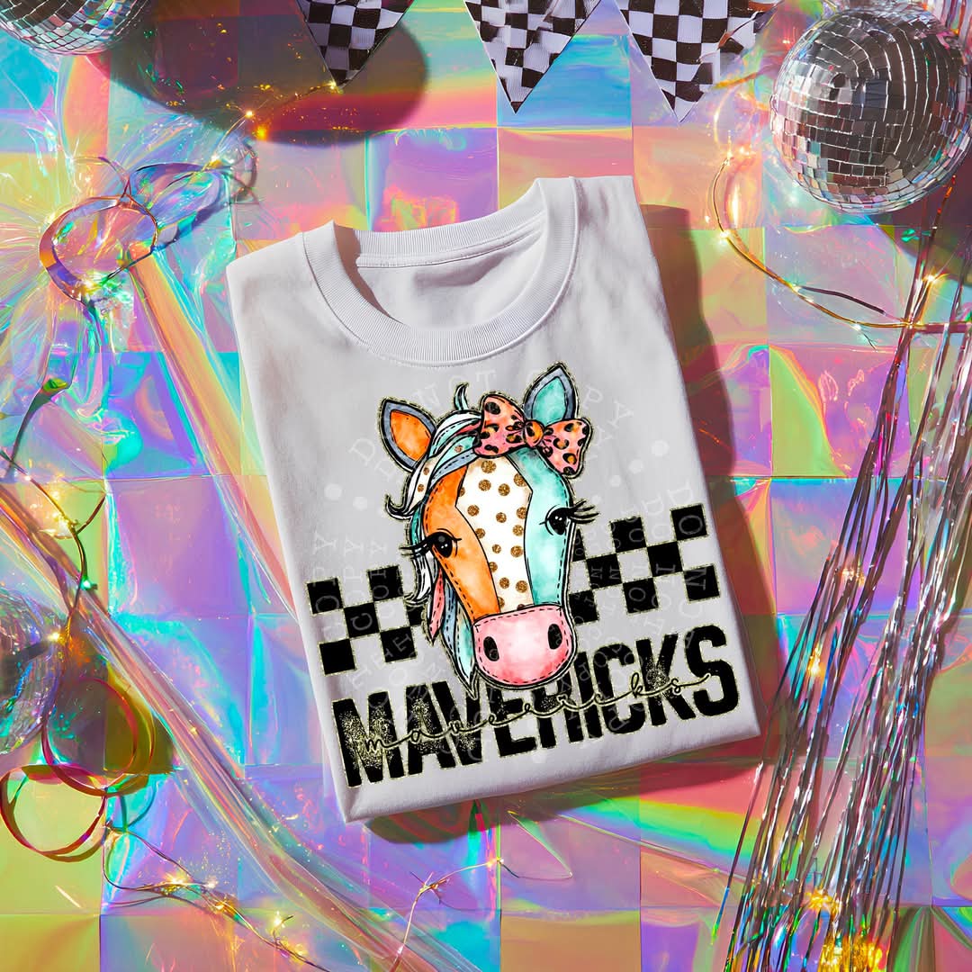 MAVERICKS girly bow mascot - DTF TRANSFER (CST JUN25)
