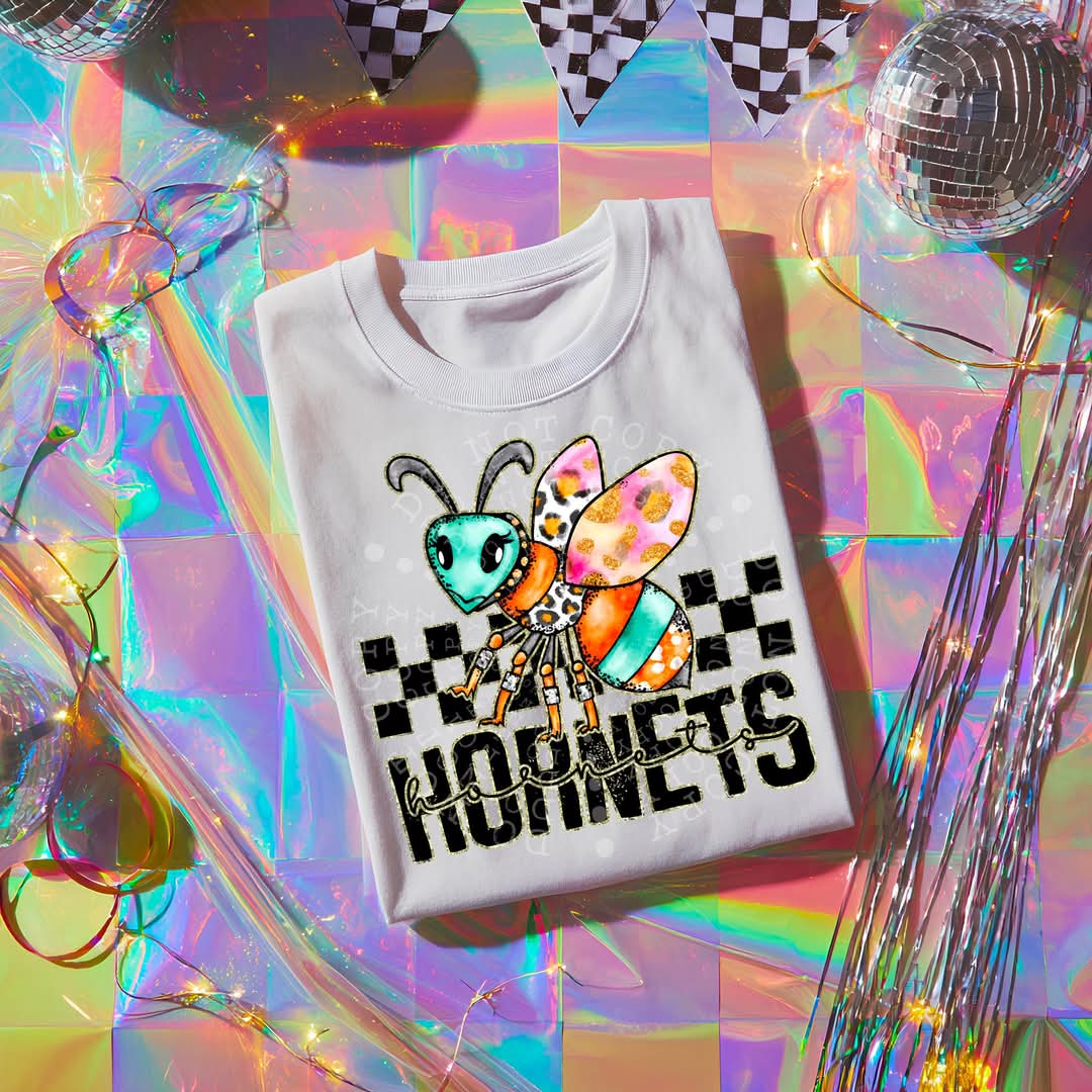 HORNETS girly bow mascot - DTF TRANSFER (CST JUN25)