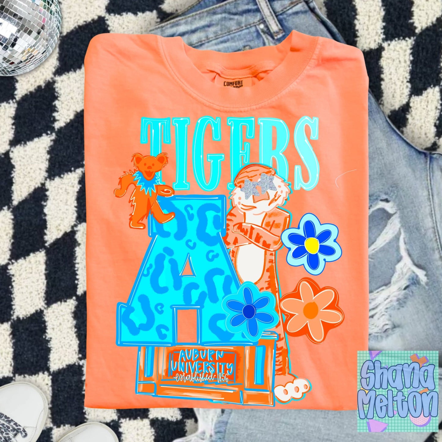 Auburn Tigers preppy hand drawn mascots - DTF TRANSFER (SYM)