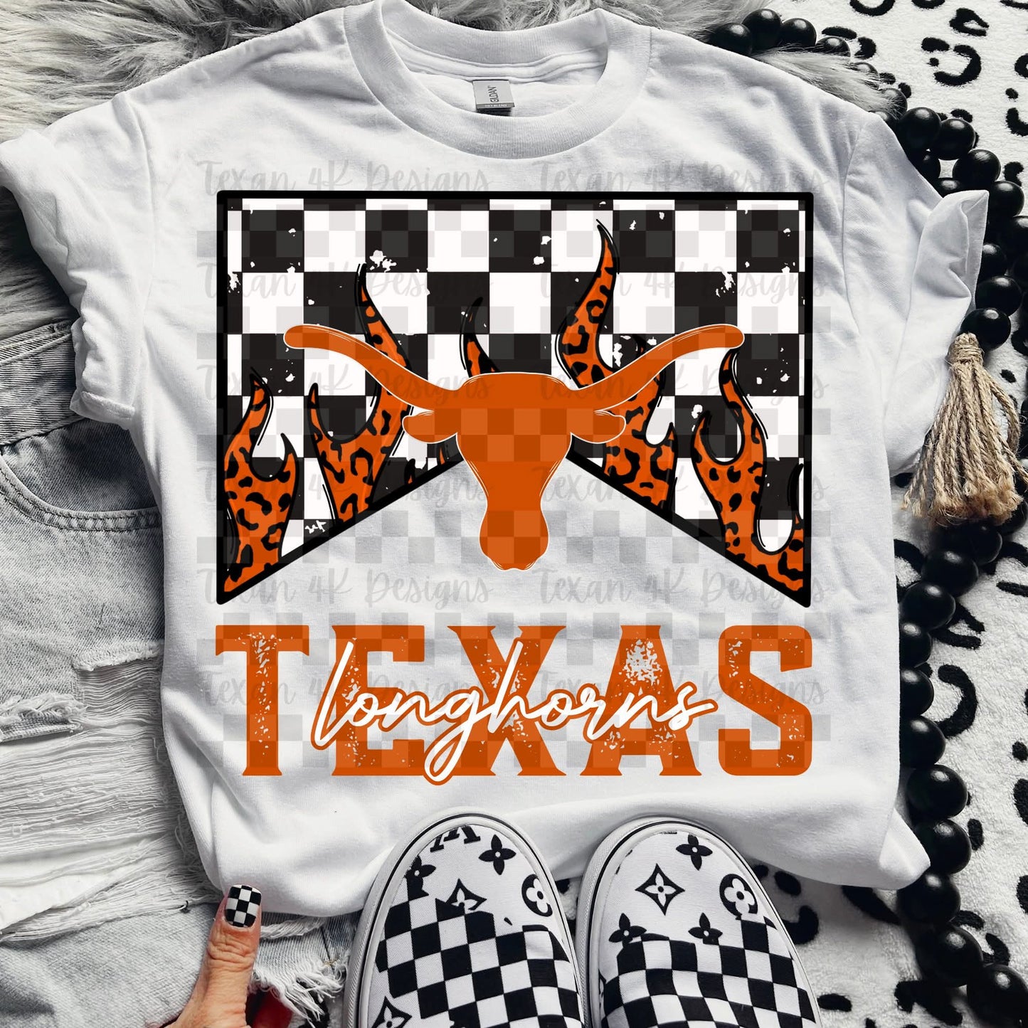 Longhorns checkered - DTF TRANSFER (T4KD)