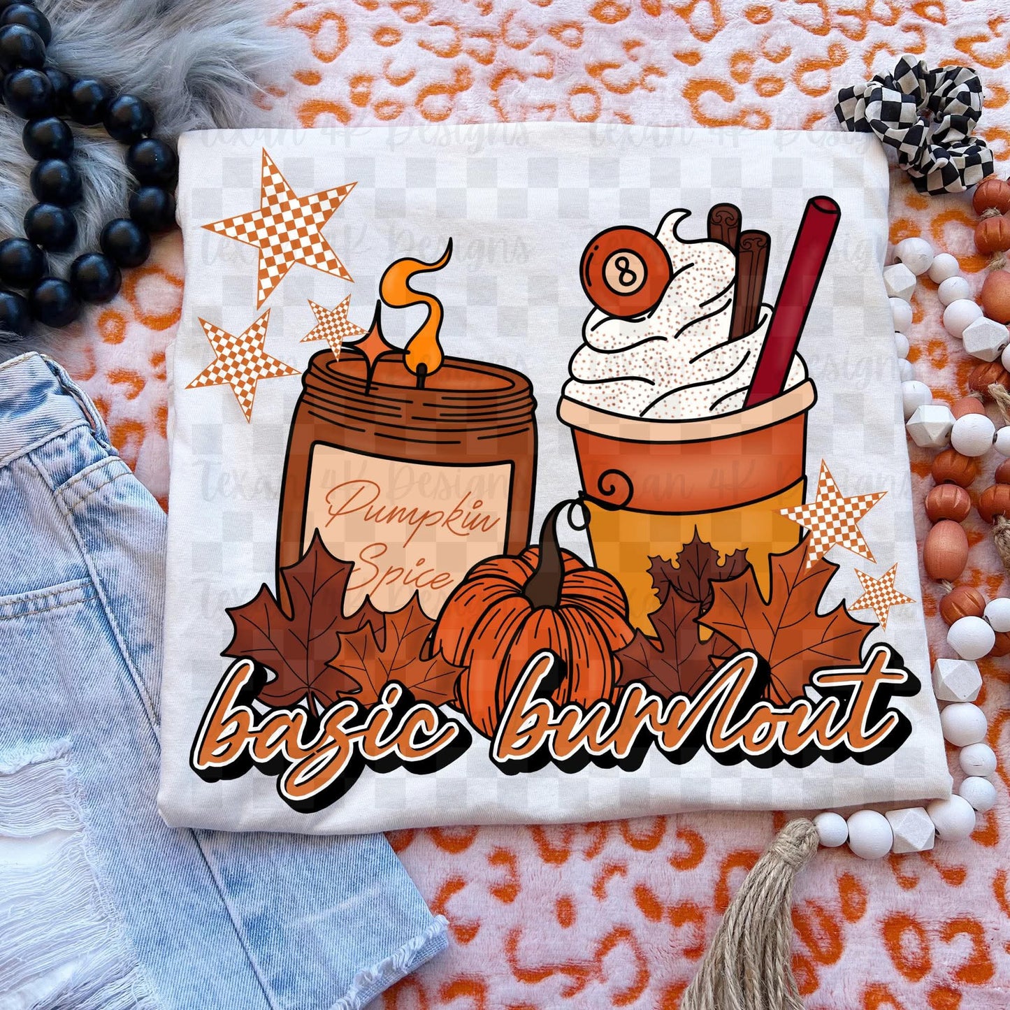 Basic burnout pumpkin spice - DTF TRANSFER (T4KD)