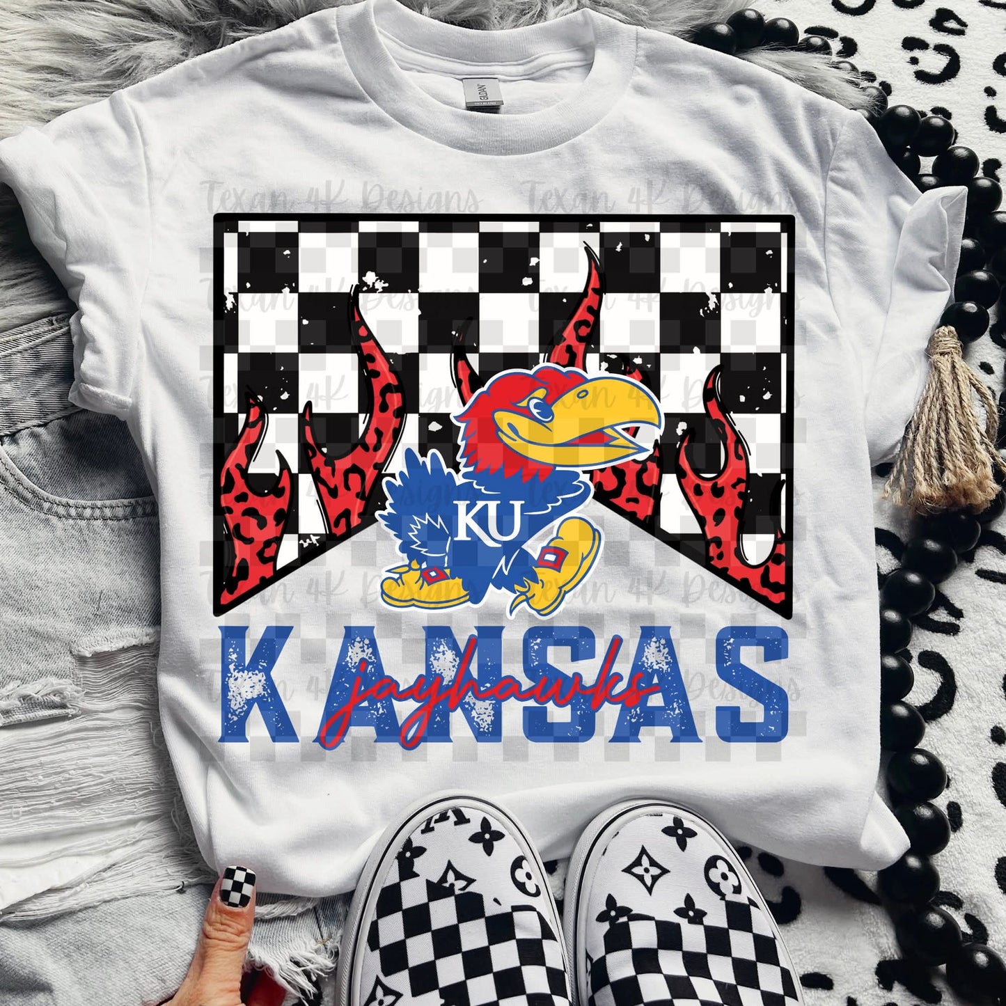Jayhawks checkered - DTF TRANSFER (T4KD)