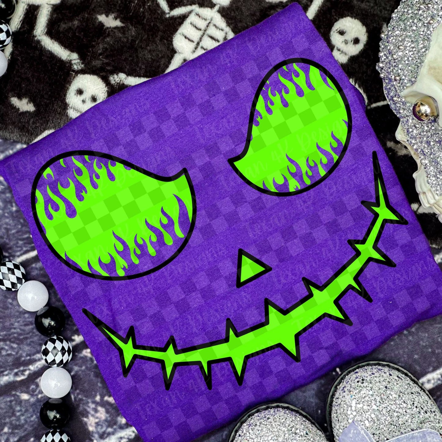 Green jack o lantern face - DTF TRANSFER (T4KD)