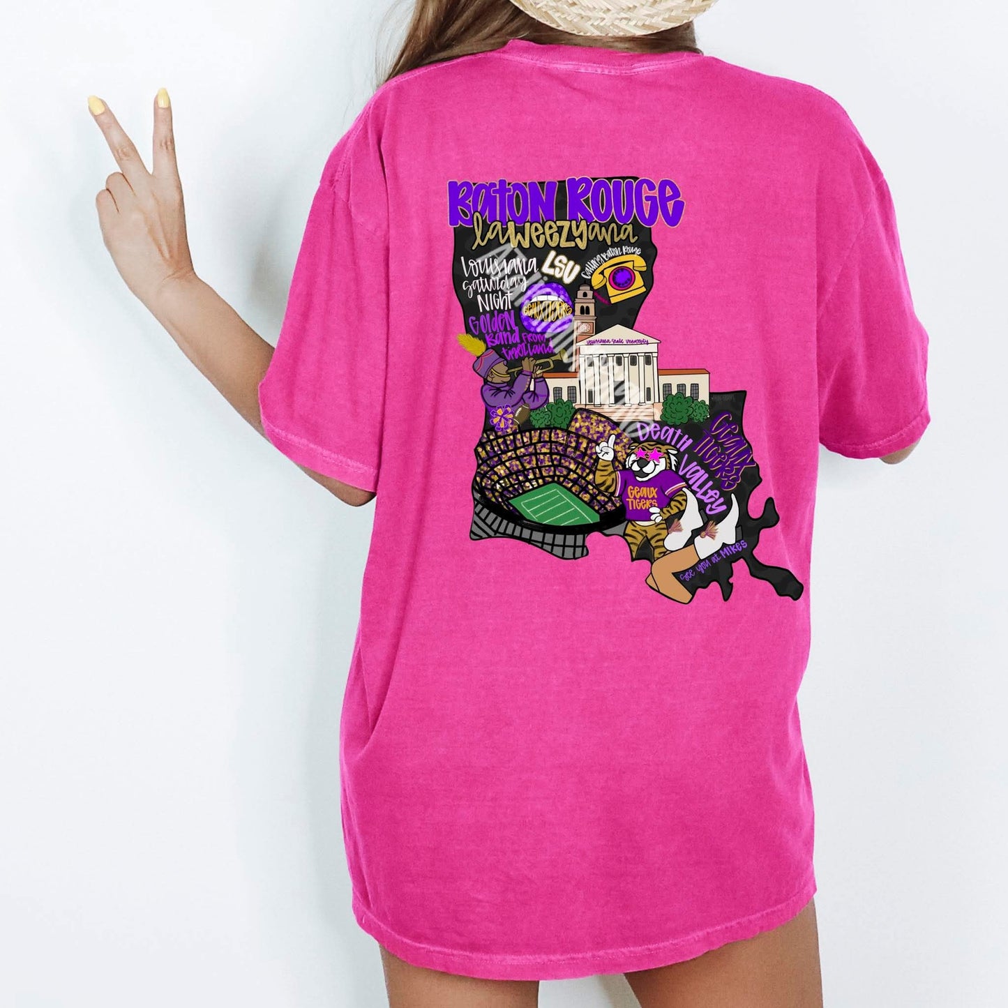 Louisiana PURPLE colorful state mascot collage - DTF TRANSFER