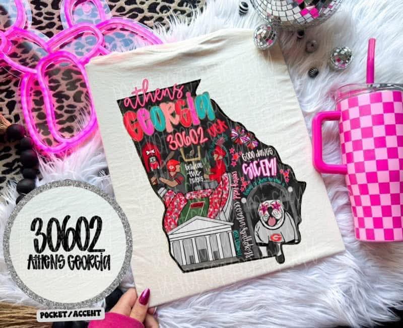 Georgia Bulldogs colorful state mascot collage - DTF TRANSFER