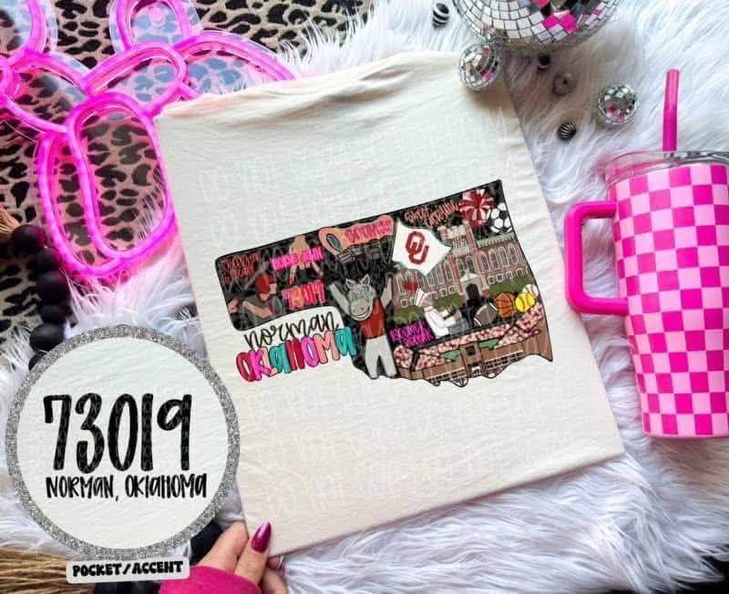 Oklahoma colorful state mascot collage - DTF TRANSFER