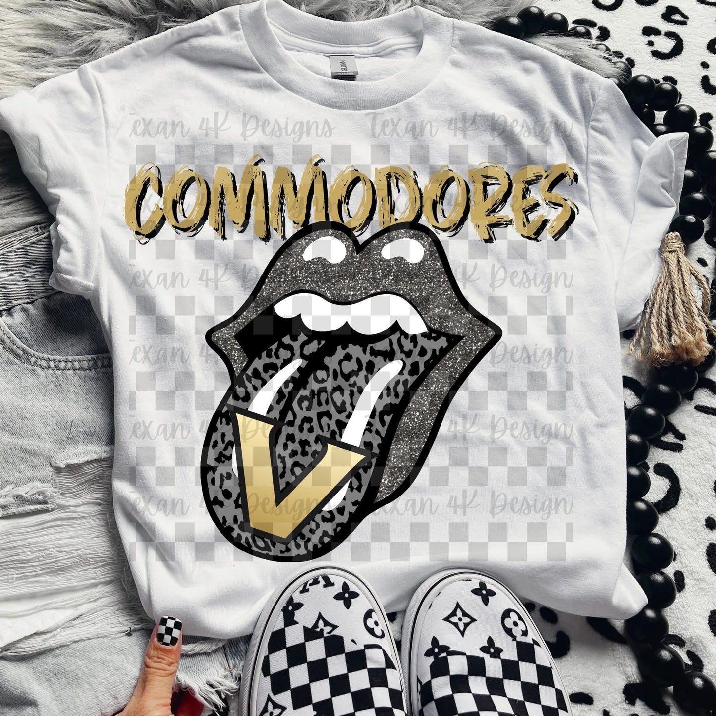 Commodores leopard glitter tongue - DTF TRANSFER (T4KD)
