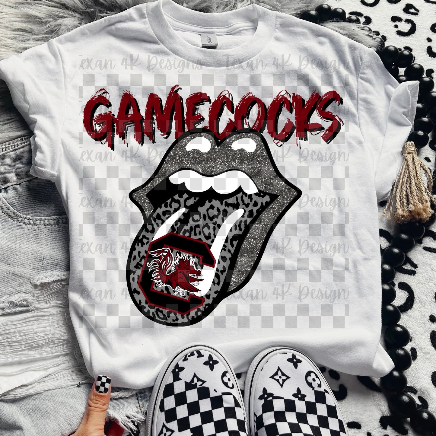 Gamecocks leopard glitter tongue - DTF TRANSFER (T4KD)