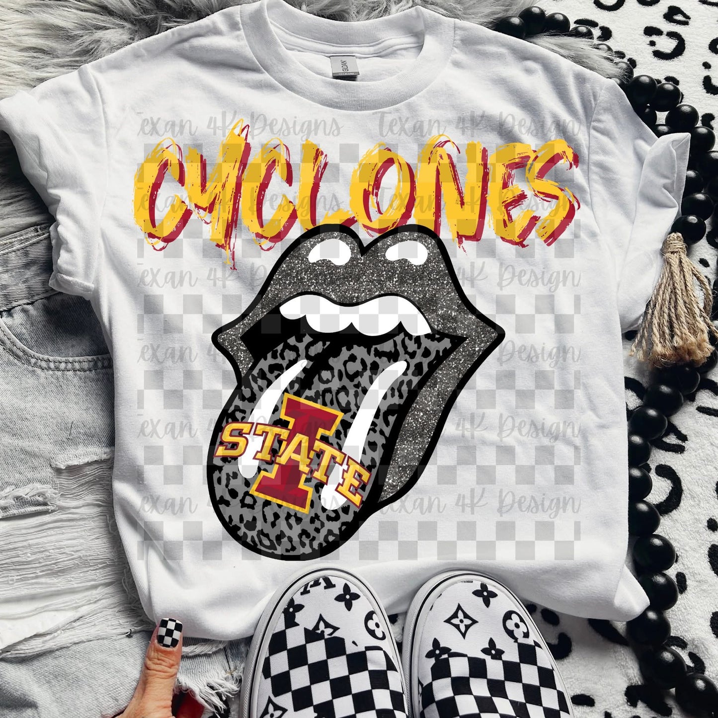 Cyclones leopard glitter tongue - DTF TRANSFER (T4KD)