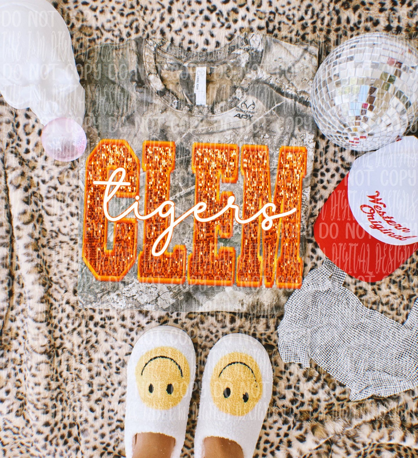 Clem Tigers faux sequin - DTF TRANSFER (JMD)