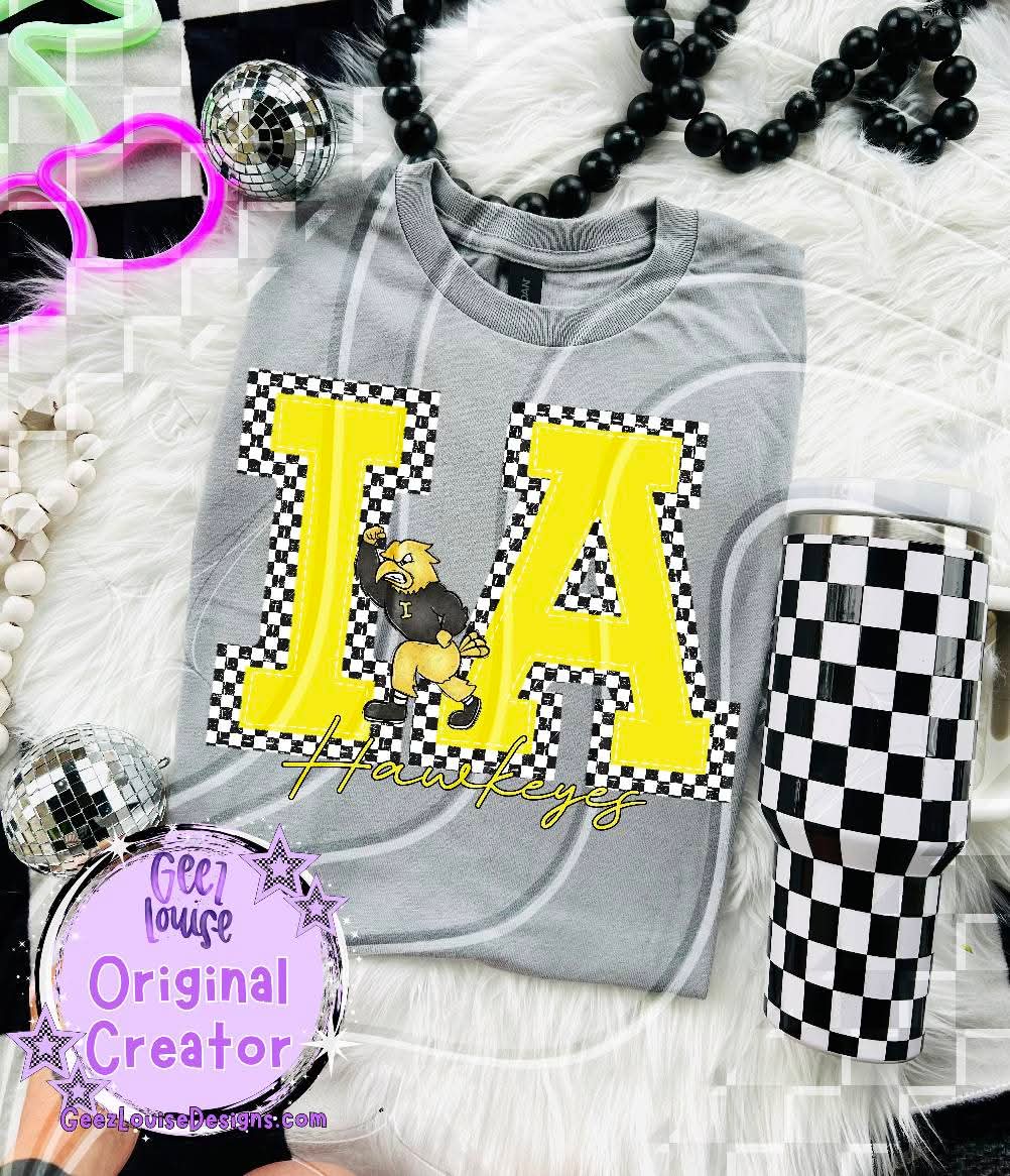 Hawkeyes checkered - DTF TRANSFER (GLD925)