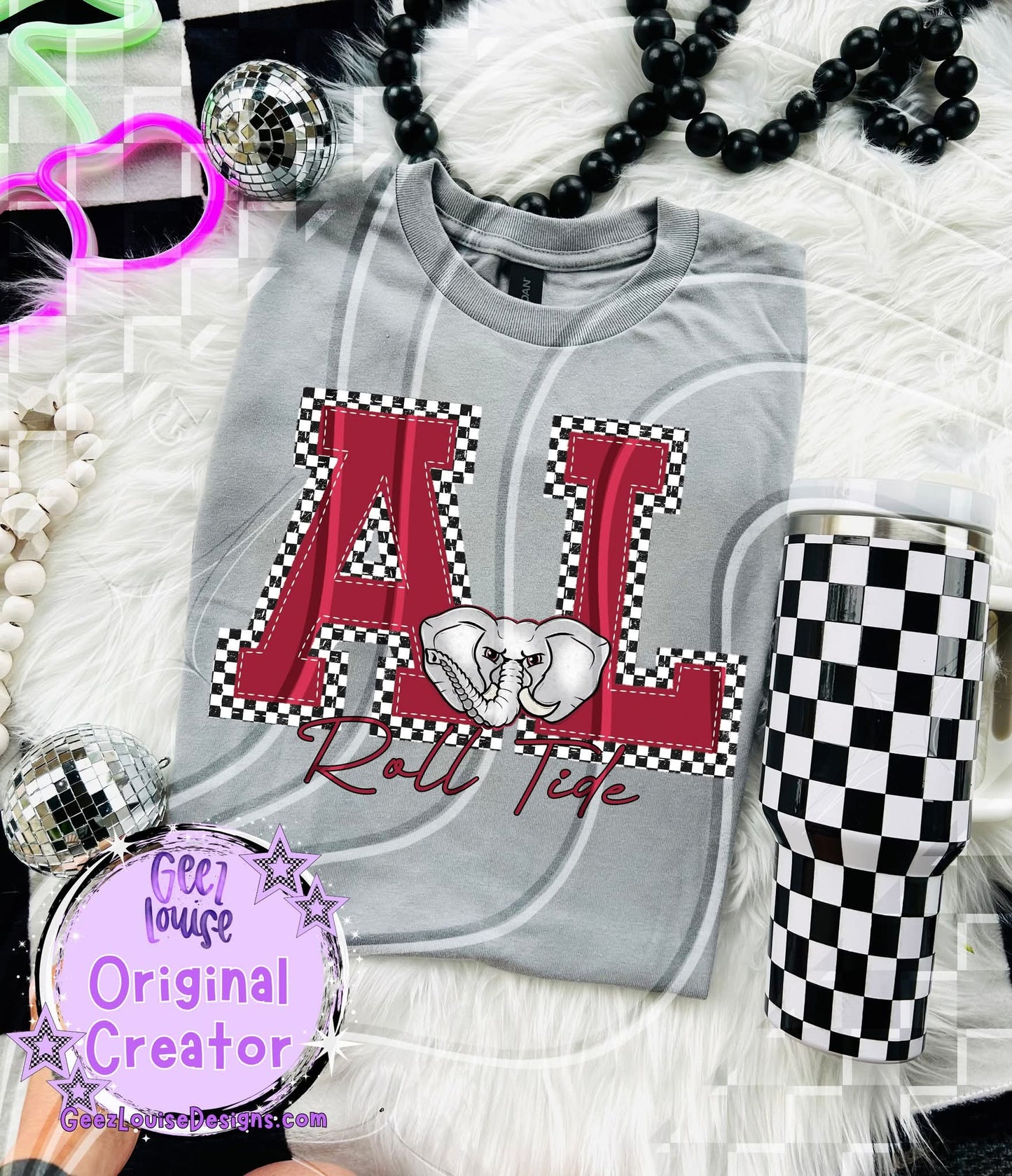 Roll tide checkered - DTF TRANSFER (GLD925)