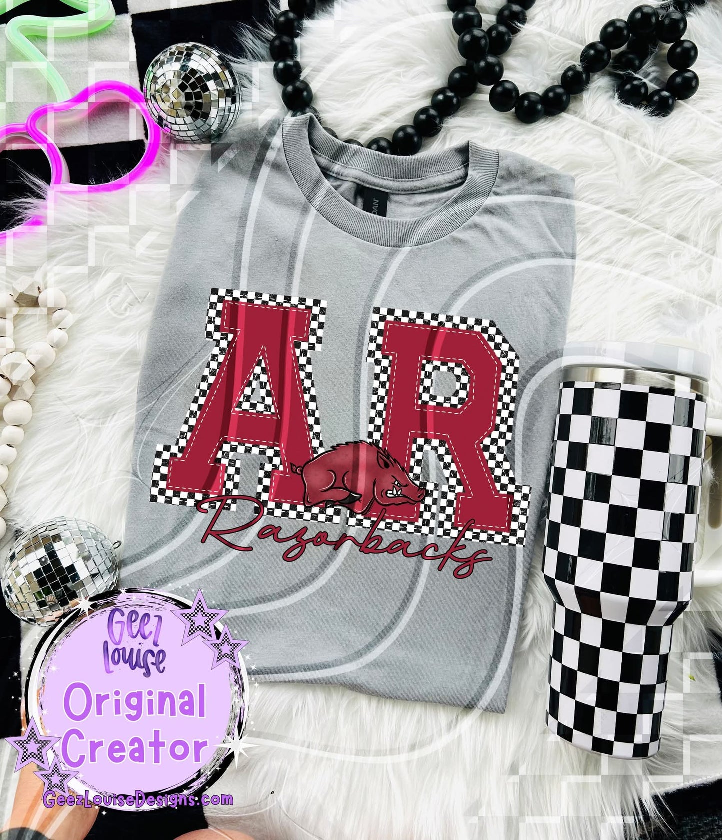 Razorbacks checkered - DTF TRANSFER (GLD925)