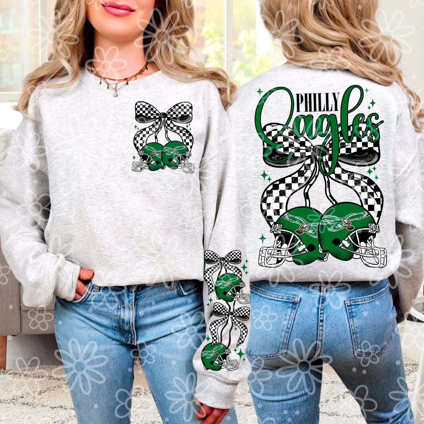 P Eagles green - cherry football - DTF TRANSFER (MMD SEPT25)