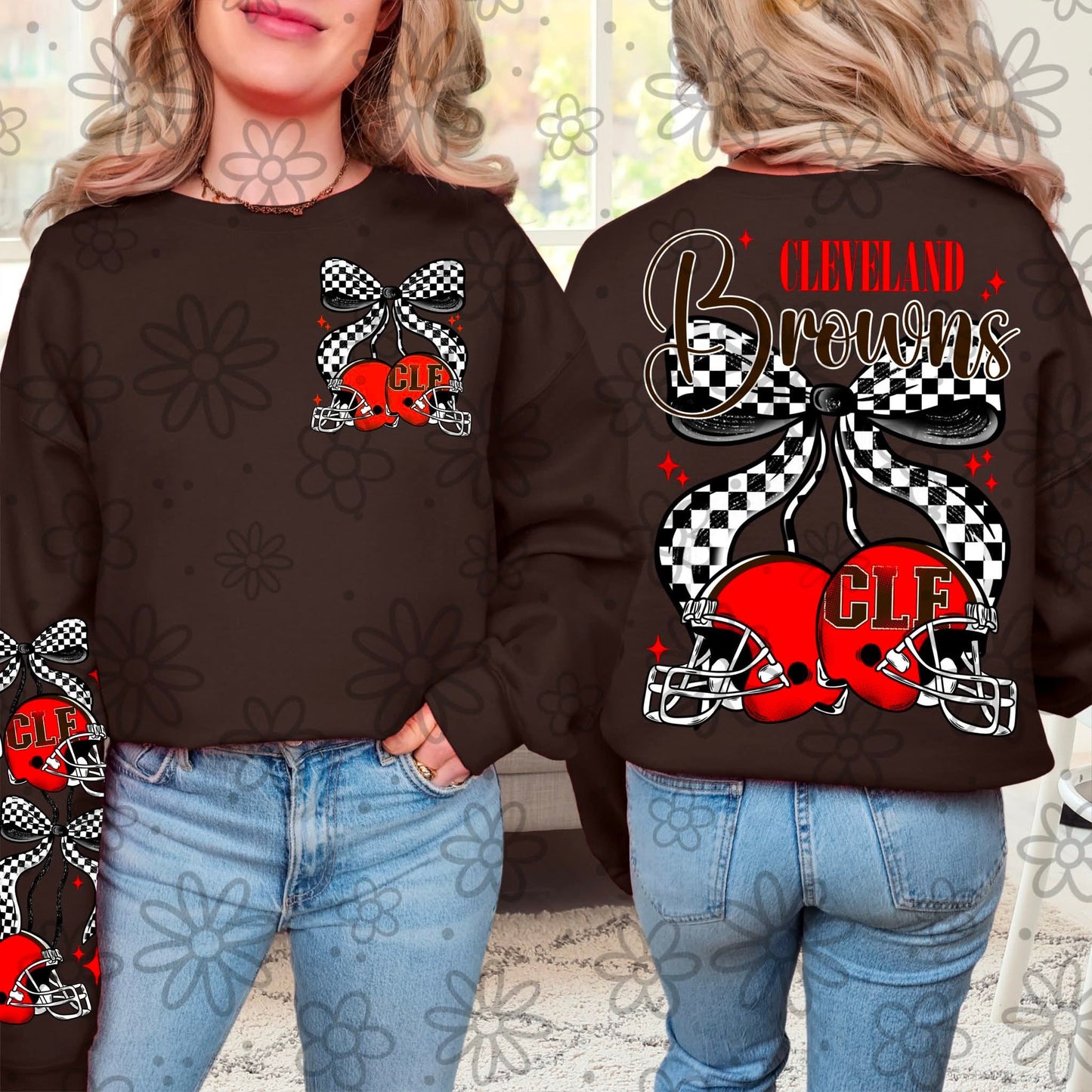 Browns white - cherry football - DTF TRANSFER (MMD SEPT25)