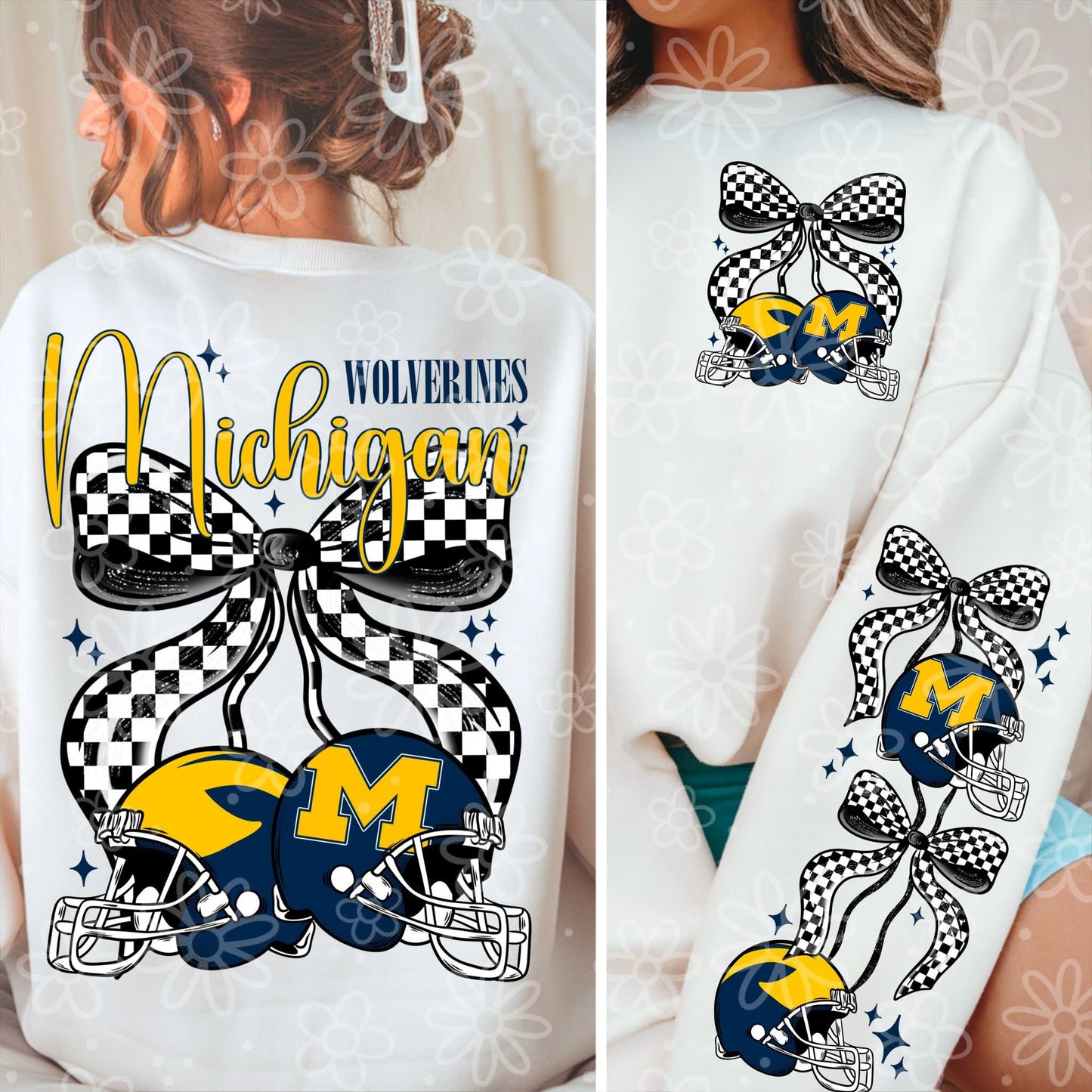 M Wolverines - cherry football - DTF TRANSFER (MMD SEPT25)