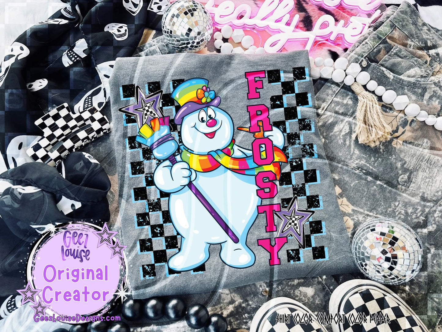 Frosty checkered - DTF TRANSFER (GLD925)