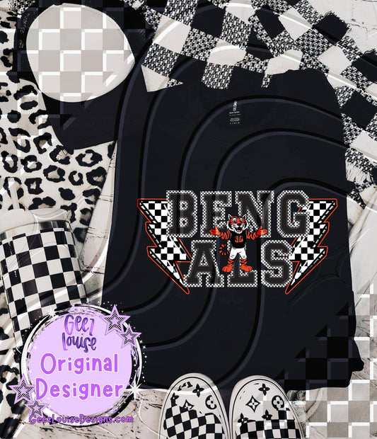 Bengals ; lightning checkered - DTF TRANSFER (GLDO25)