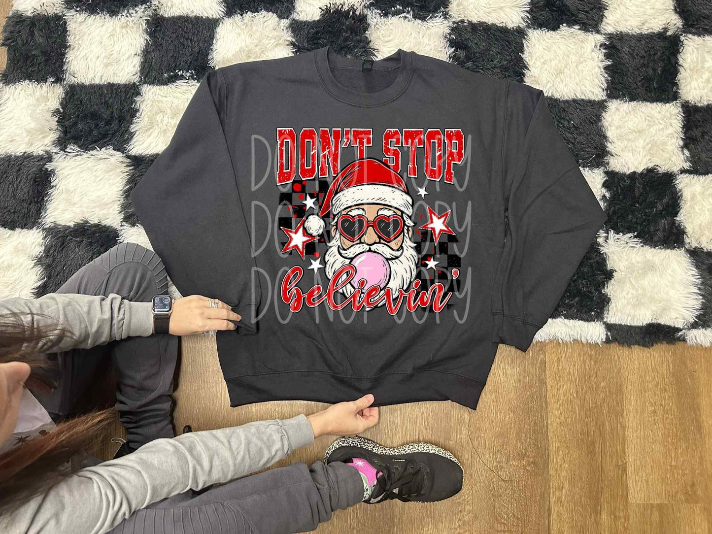 Dont stop believing Santa bubblegum - (DTF TRANSFER) PHDC