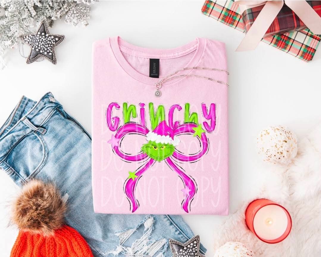 Pink bow grouch - (DTF TRANSFER) PHDC