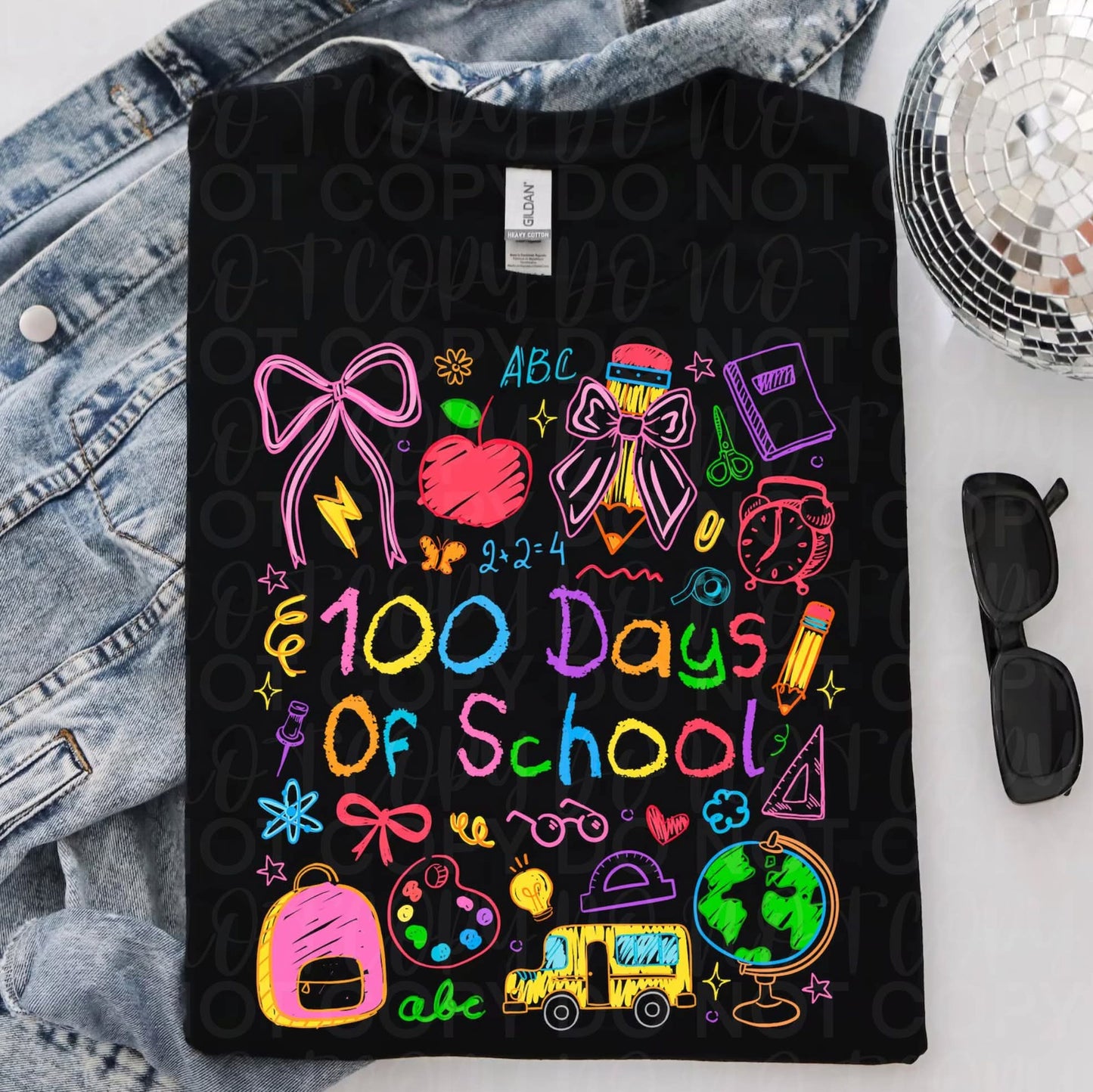 100 days of school colorful (DTF TRANSFER) TUAC