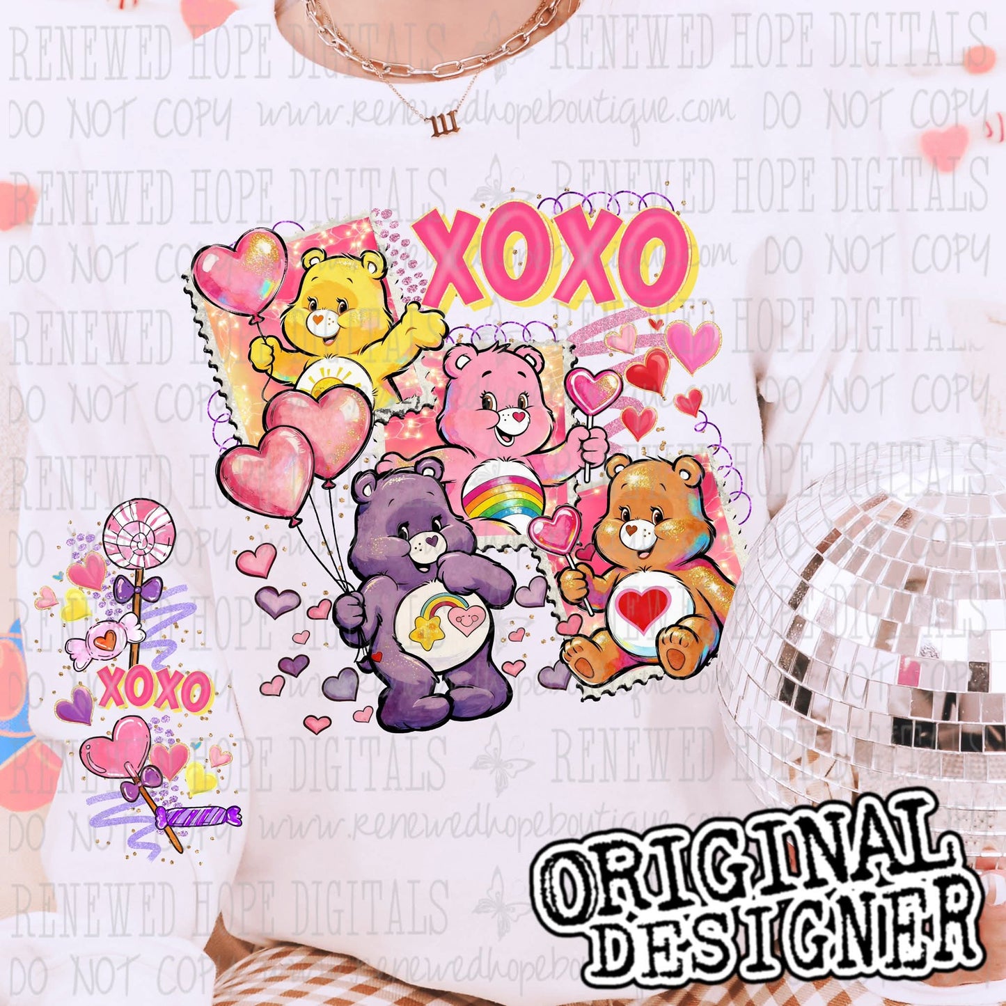 Care bears XOXO Valentine's - DTF TRANSFER (RHD)