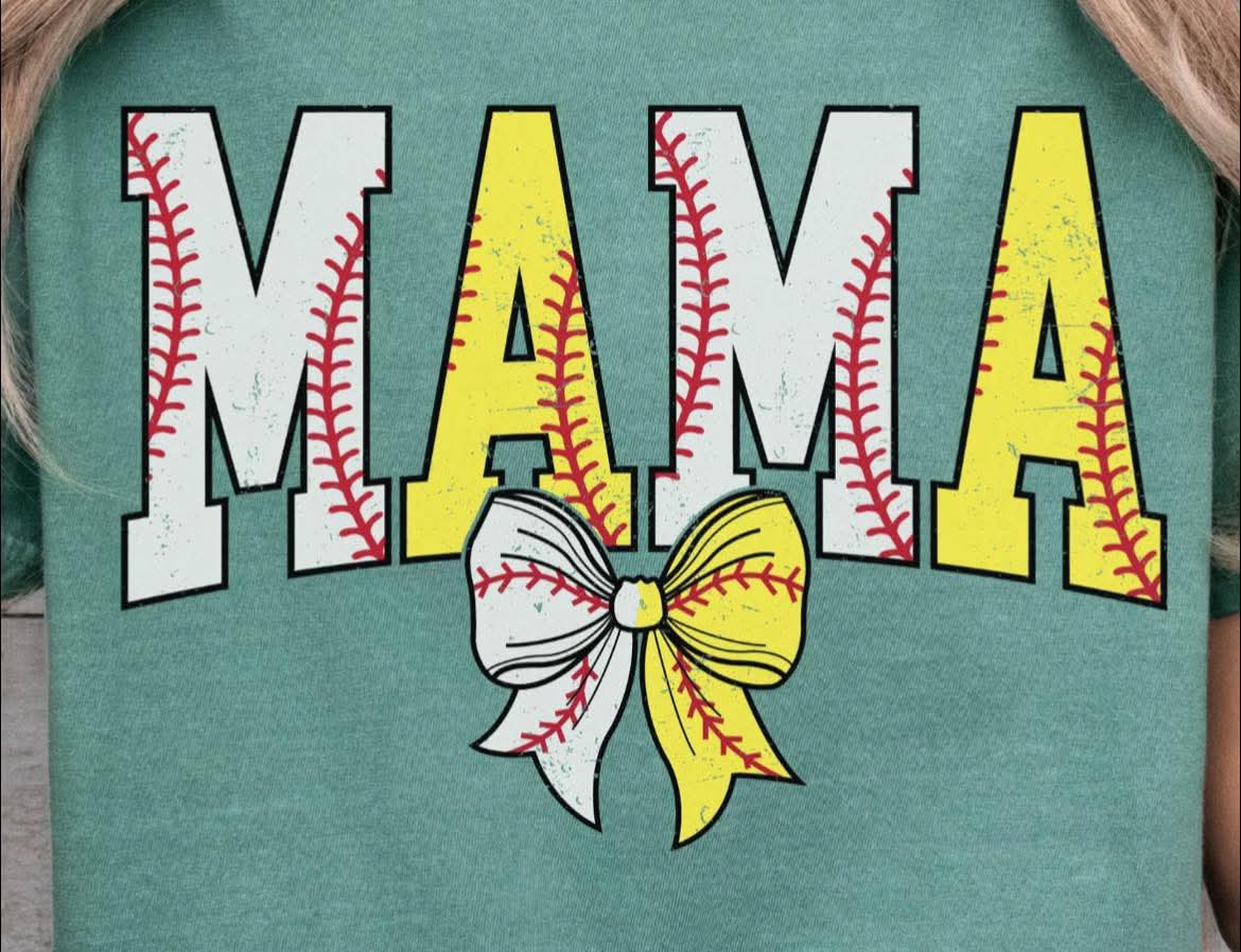 Half baseball softball Mama - DTF TRANSFER
