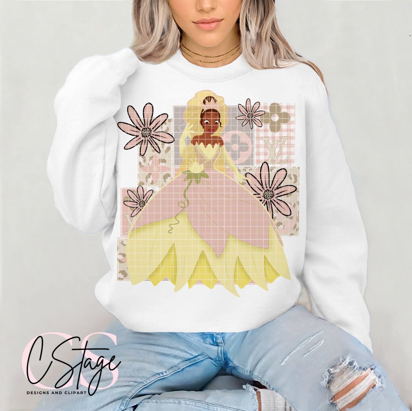 Green princess cheetah boho patchwork - DTF TRANSFER (CSD)