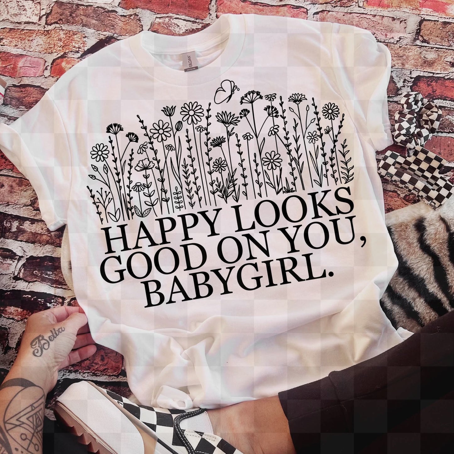 Happy looks good on you babygirl - DTF TRANSFER (UMC APR26)