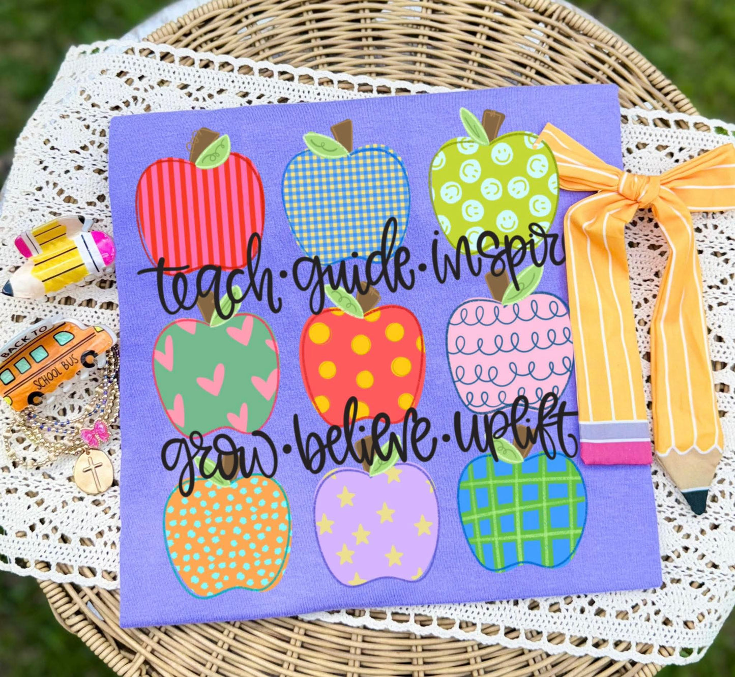 Teach Guide Inspire teacher apples - DTF TRANSFER (TCC)