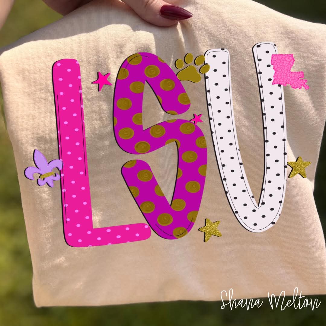 LSU Tigers girly dots - DTF TRANSFER (SYM)
