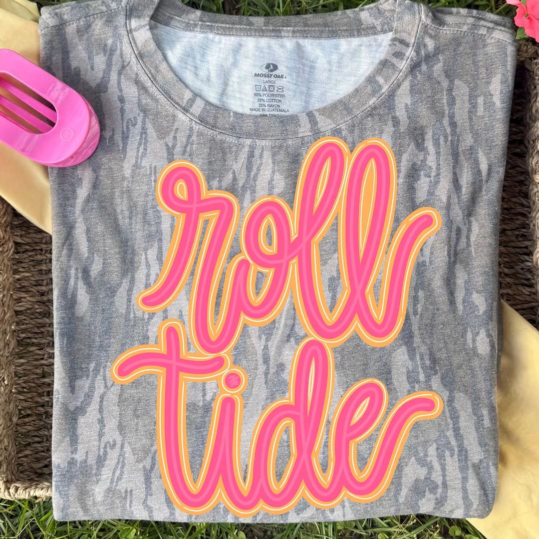 Roll tide orange pink script DTF Transfer