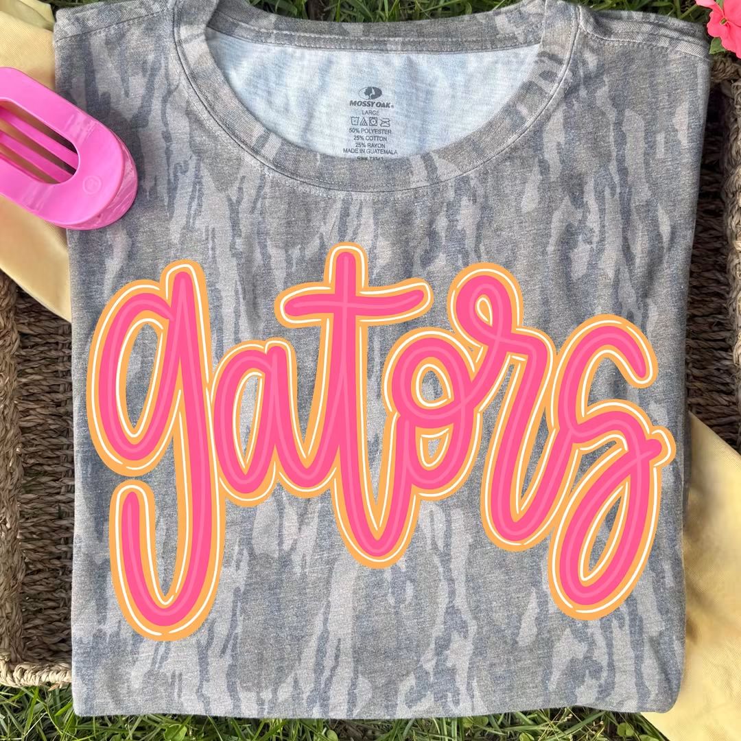 Gators orange pink script DTF Transfer