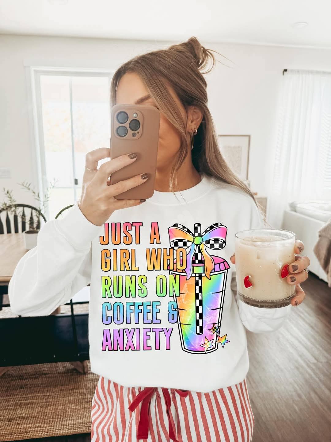 Just a girl who runs on coffee and anxiety-DTF TRANSFER (UMC Mar25)